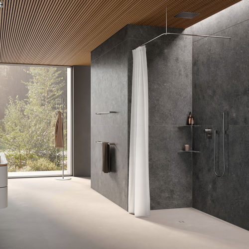 Duschvorhangstange / gebürsteter Edelstahl - DSE800 - PHOS Design GmbH - für Eckeinbau / L-förmig