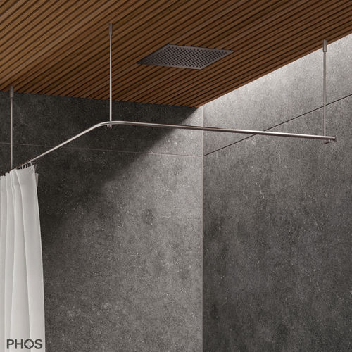 Duschvorhangstange / gebürsteter Edelstahl - DSE800F - PHOS Design GmbH - für Eckeinbau / L-förmig