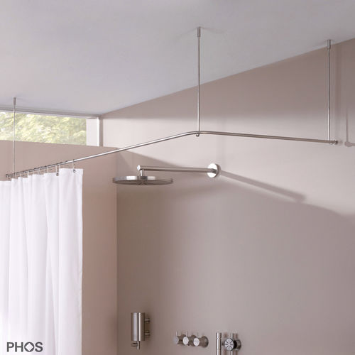 Duschvorhangstange / gebürsteter Edelstahl - DSE1700-700F - PHOS Design GmbH - für Eckeinbau / L-förmig