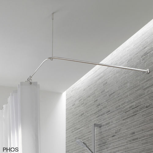 Duschvorhangstange / gebürsteter Edelstahl - DSE1700-700K45 - PHOS Design GmbH - für Eckeinbau / L-förmig