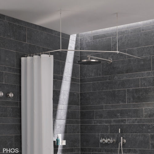 Duschvorhangstange / gebürsteter Edelstahl - DSFE800 - PHOS Design GmbH - für Eckeinbau