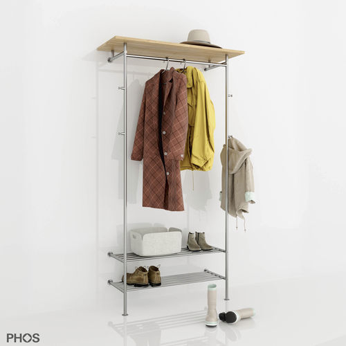 Bodenstehender Garderobenständer - GL2-SR600 - PHOS Design GmbH - wandmontiert / modern / gebürsteter Edelstahl