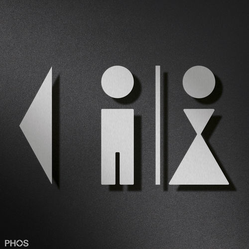 Tür-Piktogramm / zur Orientierung - P0202  - PHOS Design GmbH - gebürsteter Edelstahl / zum Kleben / für Eingang