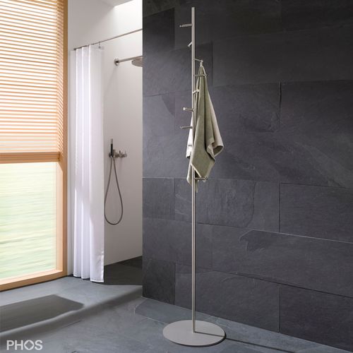 Bodenstehender Garderobenständer - GSTH10 - PHOS Design GmbH - modern / pulverbeschichteter Stahl / gebürsteter Edelstahl
