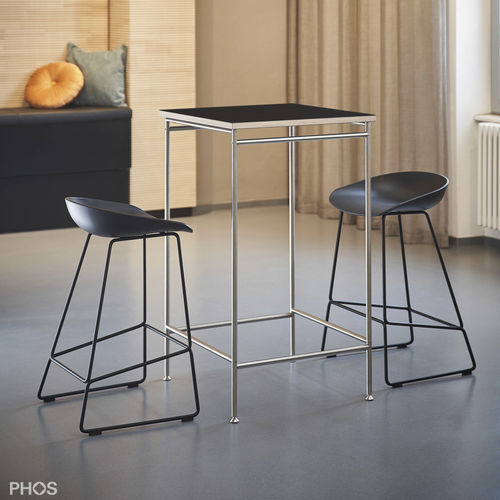 Moderner Stehtisch - KATI-T1-60x60-L4178 - PHOS Design GmbH - Linoleum / Gestell aus rostfreiem Edelstahl / Gestell aus Melamin