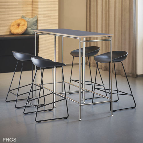 Moderner Stehtisch - KATI-T2 - PHOS Design GmbH - melaminbeschichtet / Linoleum / Gestell aus rostfreiem Edelstahl