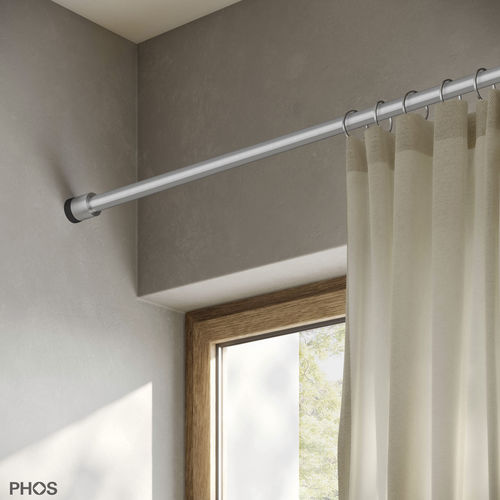 Vorhangstange / gebürsteter Edelstahl - VTKS20-2-S - PHOS Design GmbH - mit manueller Bedienung / maßgefertigt / zur Wandbefestigung