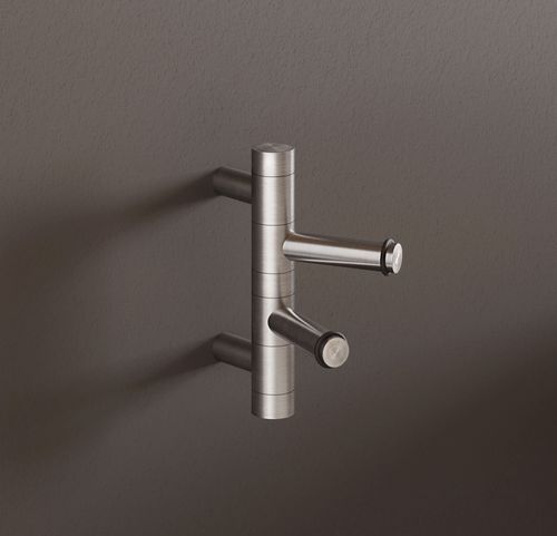 Moderner Garderobenhaken - GH2-O - PHOS Design GmbH - gebürsteter Edelstahl / polierter Edelstahl / doppelt