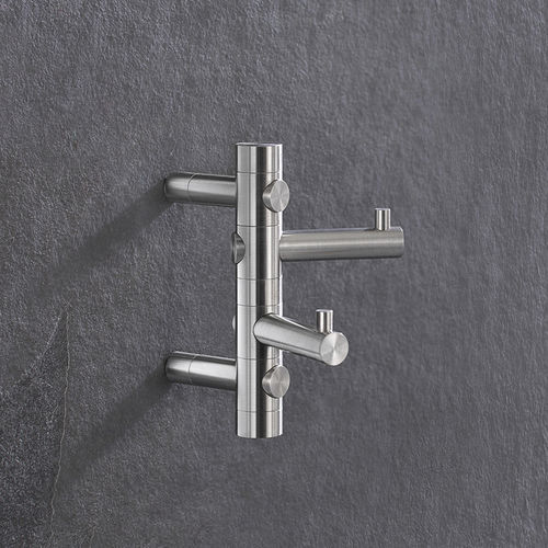 Moderner Garderobenhaken - GH2 - PHOS Design GmbH - gebürsteter Edelstahl / polierter Edelstahl / doppelt