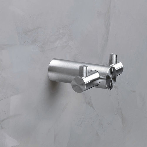 Moderner Garderobenhaken - H18-50D-B - PHOS Design GmbH - gebürsteter Edelstahl / polierter Edelstahl / doppelt