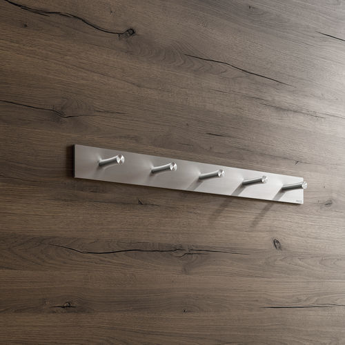 Moderner Garderobenhaken - HL5F - PHOS Design GmbH - gebürsteter Edelstahl / Mehrfach / für Badezimmer