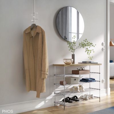 Deckenmontierter Garderobenständer - T5 - PHOS Design GmbH - modern / gebürsteter Edelstahl / für Gewerbegebrauch