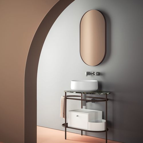 Wandmontierter Spiegel für Badezimmer - LOOK ARCO - ART CERAM - modern / oval / Aluminium
