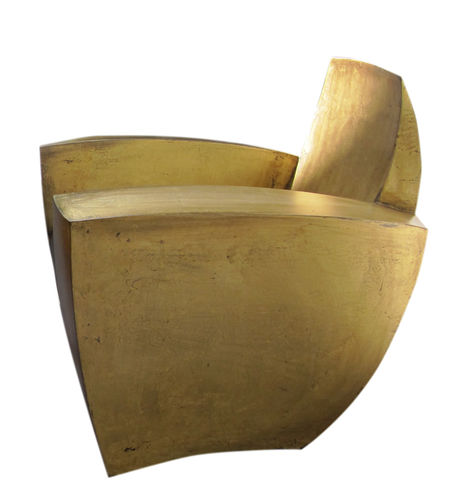 Sessel / originelles Design - EASY TWO_BRONZE - ICI ET LA - Leder / Metall / maßgefertigt