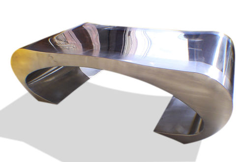 Couchtisch / originelles Design - WAIST - ICI ET LA - polierter Edelstahl / Gestell aus poliertem Edelstahl / rechteckig
