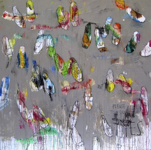 Acrylgemälde - YES - ICI ET LA - abstrakt / für Büro / für Hotels