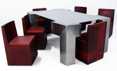 Tisch- und Stuhlkombination / originelles Design - BIG CONNECT US  - ICI ET LA - für den Innenbereich / Stahl / Edelstahl