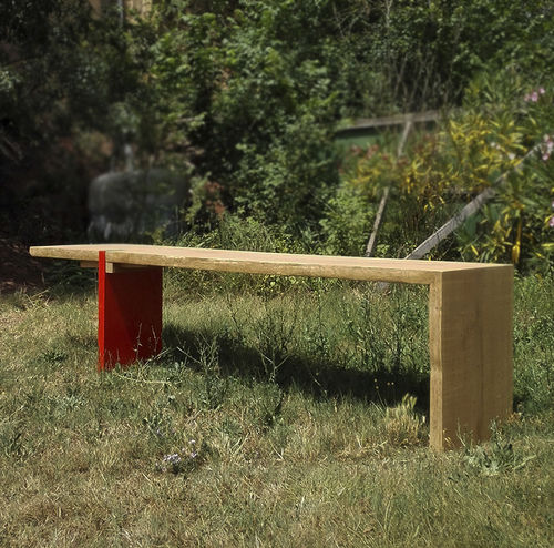 Moderner Tisch - OAK MEETS ORANGE - ICI ET LA - Eiche / Gestell aus hochglanzlackiertem Holz / rechteckig