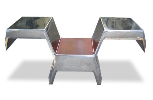 Stuhl / originelles Design - INVADER  - ICI ET LA - für den Innenraum / Leder / Gestell aus rostfreiem Edelstahl