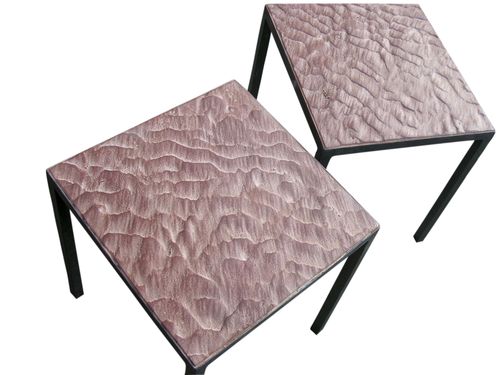 Beistelltisch / minimalistisches Design - ARENA_small - ICI ET LA - Kunststein / patiniertes Metall / rechteckig
