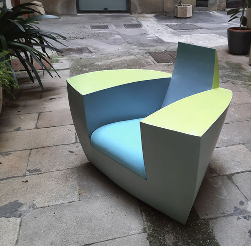 Clubsessel / originelles Design - MINT EASY ONE - ICI ET LA - Leder / lackierter Stahl / handgefertigt