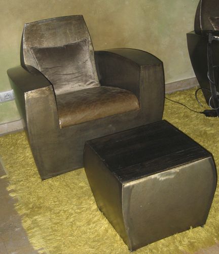 Moderner Sessel - EASY TWO_AGED - ICI ET LA - Leder / Stahl / handgefertigt