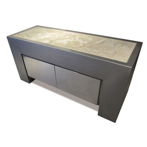 Modernes Sideboard - KING TUT - ICI ET LA - Edelstahl / Beton / maßgefertigt