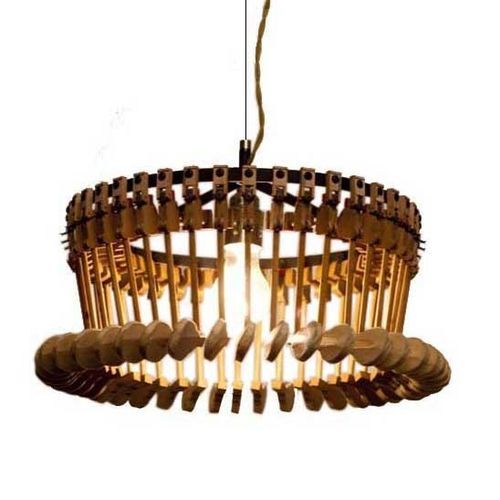 Hängelampe - MARTELLS - ICI ET LA - Eisen / Holz / originelles Design