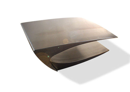 Couchtisch / originelles Design - UNFLAT  - ICI ET LA - Edelstahl / rechteckig / mit Rollen