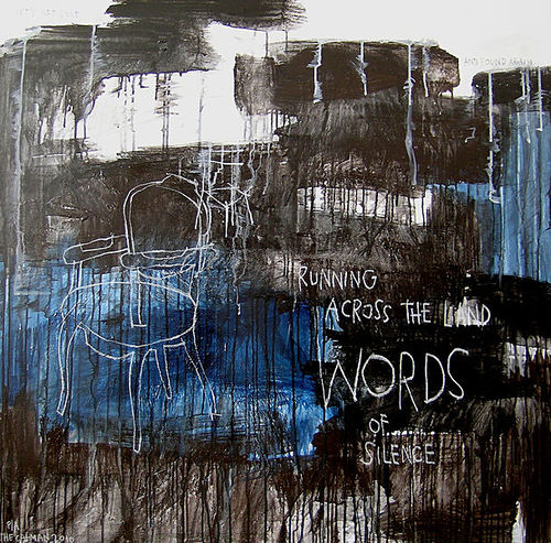 Acrylgemälde - WORDS - ICI ET LA - abstrakt / für Büro / für Hotels