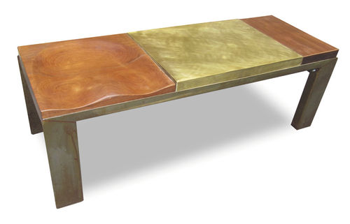 Moderne Bank - BRASS BENCH - ICI ET LA - Holz / Eiche / Stahl