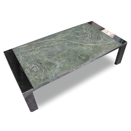 Moderner Couchtisch - PAISAJE DE LA MEMORIA III - ICI ET LA - Edelstahl / Kunststein / Gestell aus rostfreiem Edelstahl