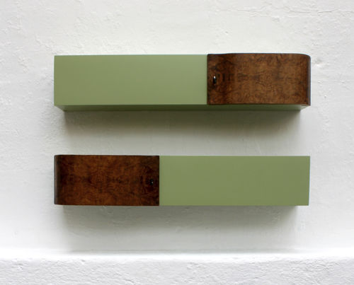 Wandmontiertes Regal - HORIZONTES - ICI ET LA - originelles Design / Nussbaum / mattlackiertes Holz