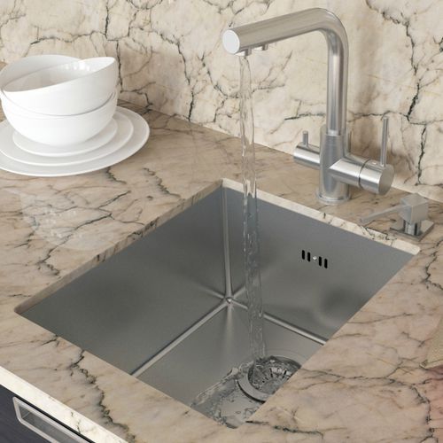 Einbeckenspüle - ENNA ENN 100M - Aquasanita - ohne Abtropffläche / Edelstahl / Unterbau