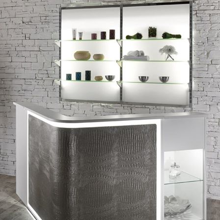 Präsentierregal für Kosmetika - WS705 series - Salon Ambience - wandmontiert / Glas / mit Hintergrundbeleuchtung