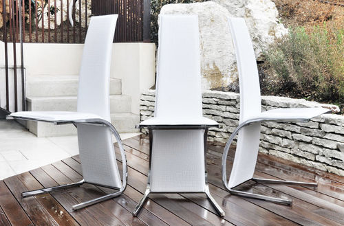 Stuhl / originelles Design - UNICA : SED024 - unico italia - Leder / aus verchromtem Metall / Polster