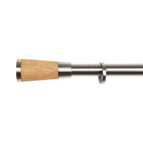 Gardinenstange aus verchromtem Metall - CONIC  - Houles - gebürstetes Metall / Holz / zur Wandbefestigung