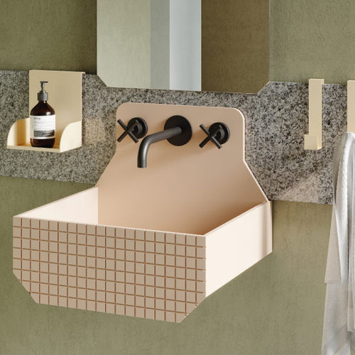 Wand-Waschbecken - FRIEZE ONE HIGH CHECKERED - ex.t - Keramik / rechteckig / 3-Loch