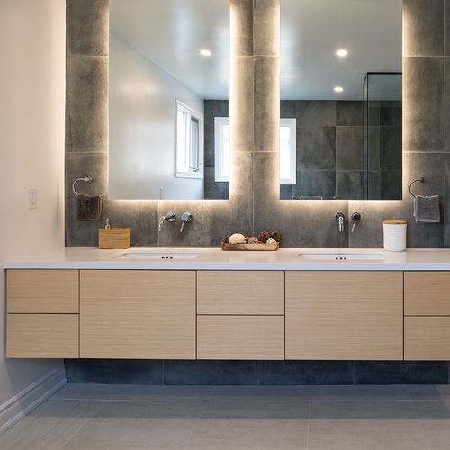 Doppelter Waschtisch-Unterschrank - CIRRUS - AYA kitchens - wandhängend / Eiche / modern