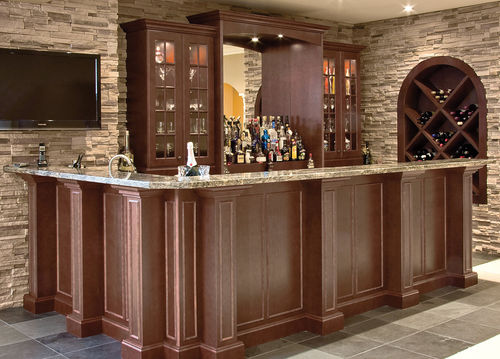 Bartheke - MADISON - AYA kitchens - aus Pyrex / aus Ahorn / L-förmig