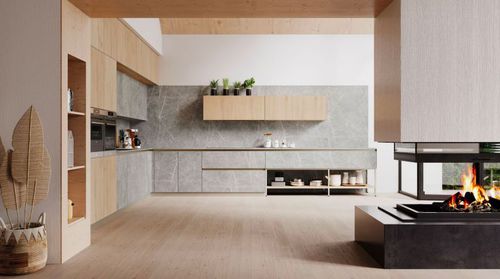 Moderne Küche - AMBIENTE NORDIC - Arrex - Laminat / Holz / ohne Griff