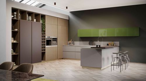 Moderne Küche - AMBIENTE CHIC - Arrex - Laminat / Holz / U-Rohr