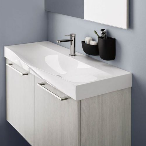 Konsole Waschbecken - TODAY - ARBI - Stein / mit integrierter Waschtischplatte / rechteckig
