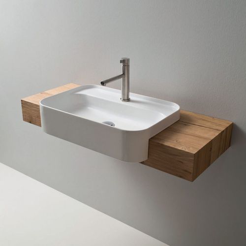 Halbeinbauwaschbecken - PRETTY 60 - ARBI - Keramik / rechteckig / modern