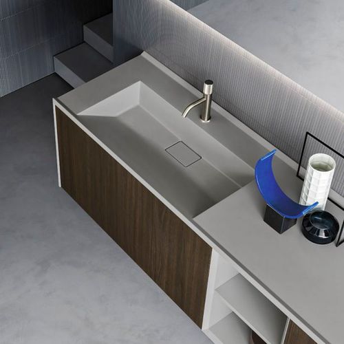 Einbauwaschbecken - YPSILON 70 - ARBI - Teknoform® / mit integrierter Waschtischplatte / rechteckig