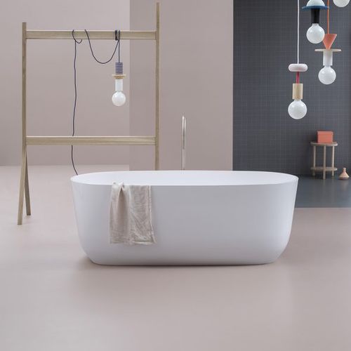 Ovale Badewanne - PANIER - ARBI - freistehend / Mineralstein / weiß