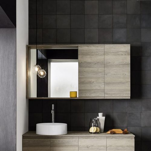 Wandmontierter Spiegel für Badezimmer - PLUS - ARBI - modern / rechteckig / Holz