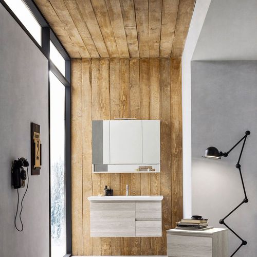 Wandmontierter Spiegel für Badezimmer - DIVA - ARBI - modern / rechteckig / Holz
