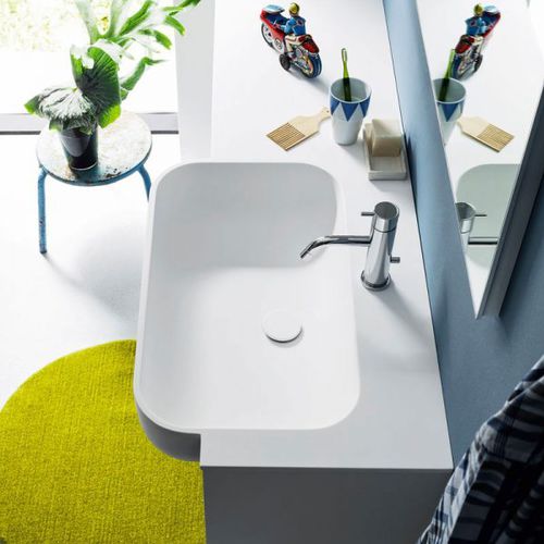 Einbauwaschbecken - KREO - ARBI - Teknoform® / mit integrierter Waschtischplatte / rechteckig