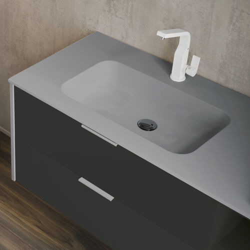 Einbauwaschbecken - CARTESIO - COMPAB - Corian® / mit integrierter Waschtischplatte / Mischbatterie